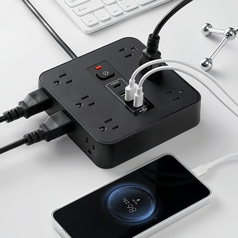 PowerHub Max™ — Smart Surge Protector with USB & Type-C Fast Charging